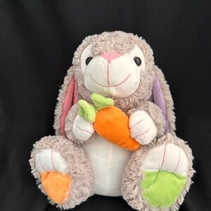 Anico Int’l Light Brown Stuffed Bunny Orange Carrot Multi Color Ears&Feet Plush
